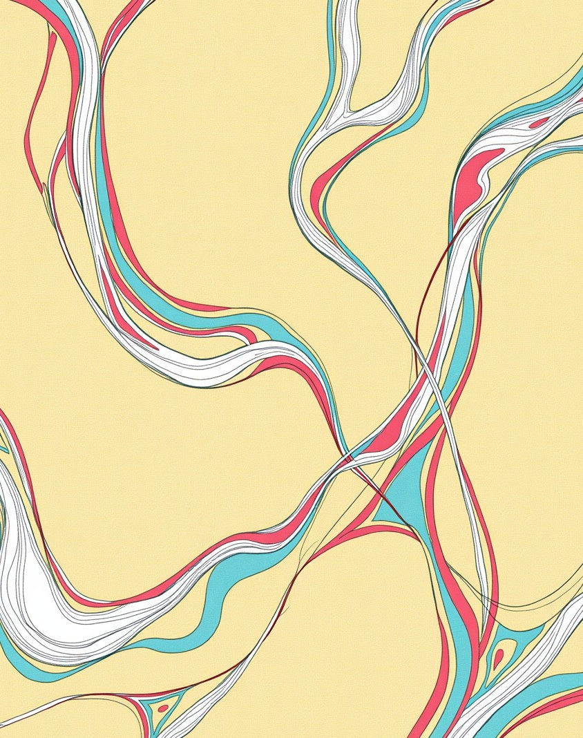 Flowing Pink Turquoise Abstract Waves Rug