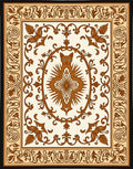Earthy Brown Feline Medallion Floral Rug