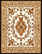 Earthy Brown Feline Medallion Floral Rug