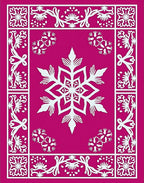 Fuchsia Snowflake Border Medallion Rug