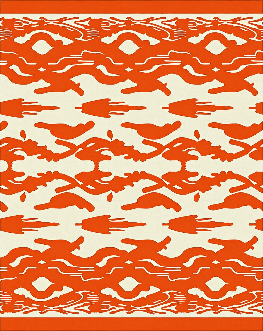 Vibrant Orange Abstract Organic Flow Rug