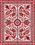 Crimson Red Floral Medallion Border Rug