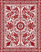 Crimson Red Floral Medallion Border Rug