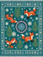 Whimsical Fox And Snowflake Forest Rug