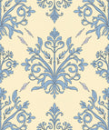 Pale Blue Floral Damask Scroll Rug