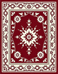 Crimson Cream Floral Medallion Border Rug