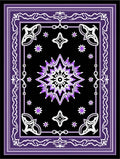 Purple Black Starburst Medallion Border Rug