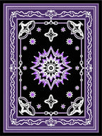 Purple Black Starburst Medallion Border Rug