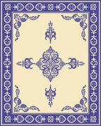 Classic Indigo Floral Border Medallion Rug