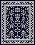 Classic Navy White Floral Vine Rug