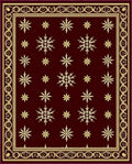 Deep Red Snowflakes Border Rug