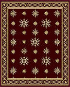 Deep Red Snowflakes Border Rug