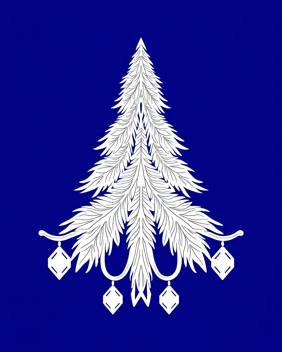 White Elegant Evergreen Ornament Rug