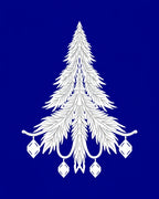 White Elegant Evergreen Ornament Rug