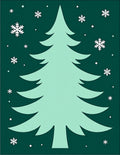 Festive Teal Snowfall Christmas Tree Rug