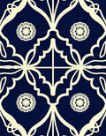 Navy Cream Floral Medallion Lattice Rug