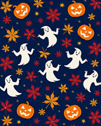 Spooky Orange Jack-o'-Lantern Ghost Leaves Rug
