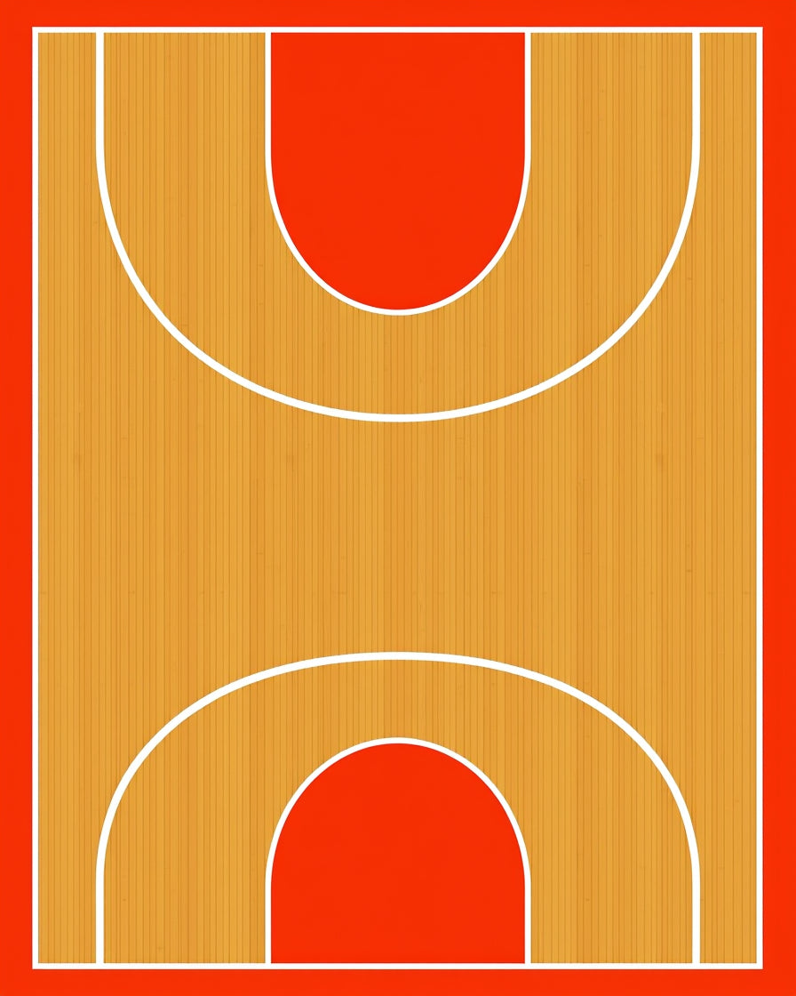 Orange Wood Court Lines Rug