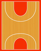 Orange Wood Court Lines Rug