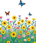 Colorful Meadow Butterfly Garden Scape Rug