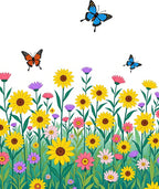 Colorful Meadow Butterfly Garden Scape Rug