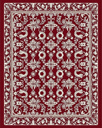 Antique Crimson Swirl Blossom Frame Rug