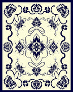 Navy Floral Butterfly Medallion Harmony Rug