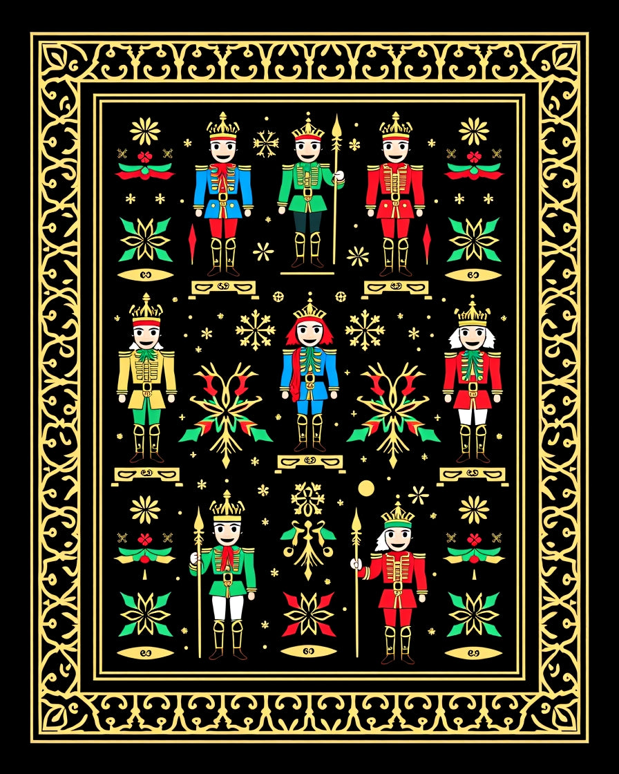 Black Nutcracker Soldier Royal Border Rug