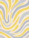 Yellow Gray Wavy Brushstroke Rug