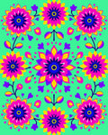 Vibrant Pink Yellow Floral Mandala Rug
