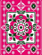 Royal Fuchsia Floral Medallion Garden Rug
