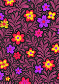 Vibrant Floral Foliage Red Yellow Purple Rug