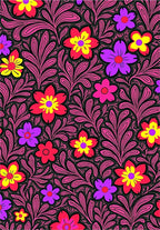 Vibrant Floral Foliage Red Yellow Purple Rug