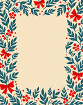 Festive Red Berry Bow Leaf Border Rug