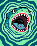 Green Blue Trippy Shark Swirl Rug