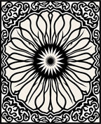 Monochromatic Black Geometric Floral Bloom Rug