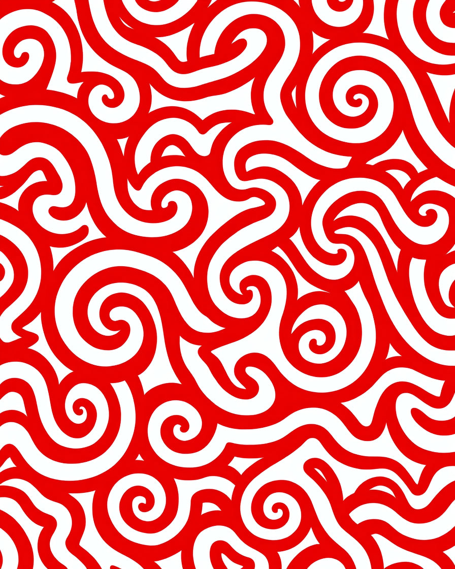 Bold Red Swirl Ribbon Weave Rug