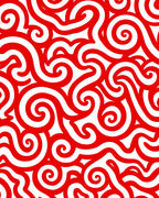 Bold Red Swirl Ribbon Weave Rug