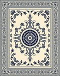 Navy Blue Ornate Floral Medallion Rug