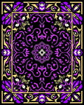 Purple Gold Black Floral Medallion Border Rug