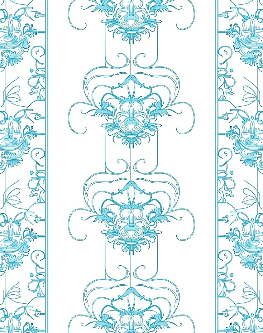 Aqua Nouveau Floral Pillar Rug