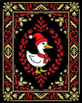 Festive Red Yellow Duck Wreath Rug
