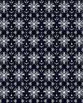 Dark Navy White Snowflake Symmetry Rug