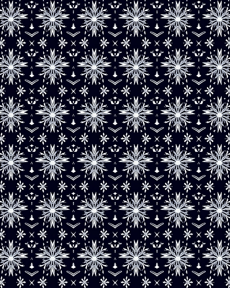 Dark Navy White Snowflake Symmetry Rug
