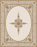 Vintage Gold Floral Oval Frame Rug