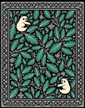 Whimsical Tan Creatures Evergreen Border Rug