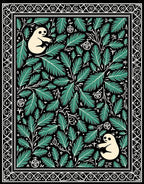 Whimsical Tan Creatures Evergreen Border Rug