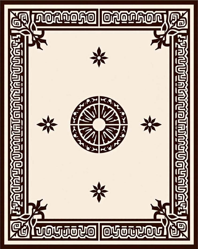 Ornate Dark Brown Center Medallion Rug