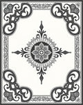 Ornate Black and White Medallion Rug