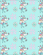 Whimsical Pastel Figure Flower Motif Rug